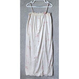 Vtg 70s Stan Herman Women’s Sleeveless Full Length Wrap Nightgown Satin Floral S
